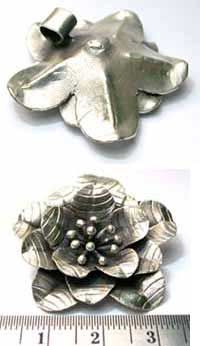 Thai Karen Hill Tribe silver Big Wild flower pendant  