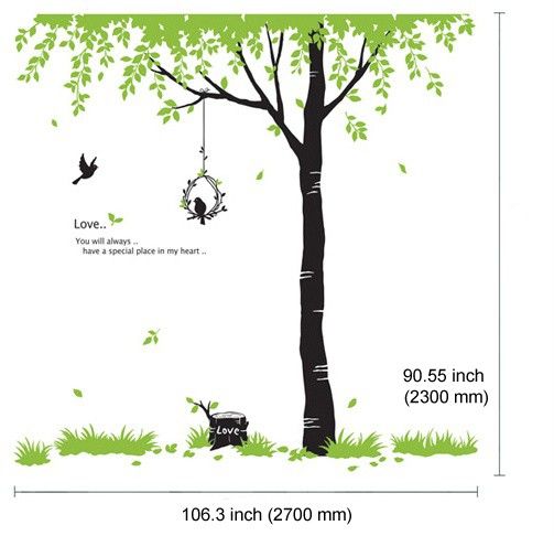 Huge Tree & Birds Adhesive WALL STICKER Removable Decal  