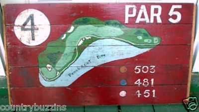 Penobscot Bay Par 5 Golf Course Primitive wood sign  