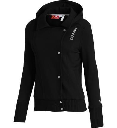 NEW Womens Puma FERRARI Vintage Hooded Sweat Jacket Black Hoodie 