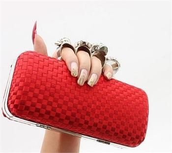 Brand New Fashion PUNK SKULL Head Knuckle /Evening Clutch Handbag Red 