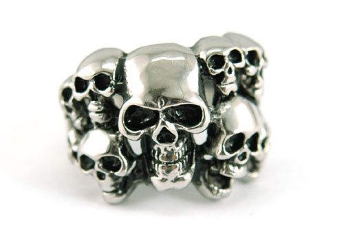 Gothic 10 Skull Heads Stainless Steel Ring R037  