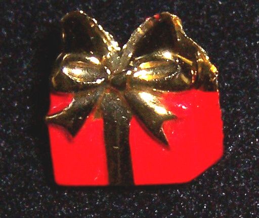 SALE PLASTIC SHANK BACK RED PRESENT WITH GOLD BOW  