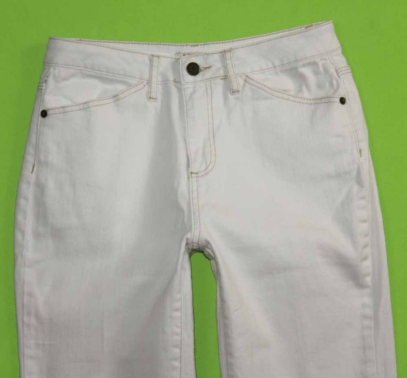 St Johns Bay sz 6 Capri Stretch Womens White Jeans Denim Pants FM97 