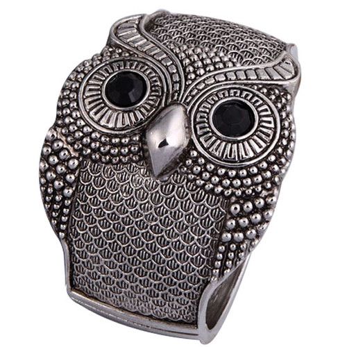 unisex ethnic tibetan silver open ended owl bangle bracelet fashion 