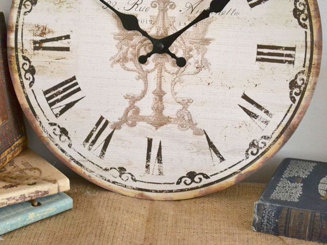 Shabby Cottage Chic Paris Antiquites Small Wall Clock  