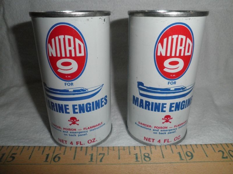 Vintage NITRO 9 Marine Oil Fuel Additive Cans NEW  