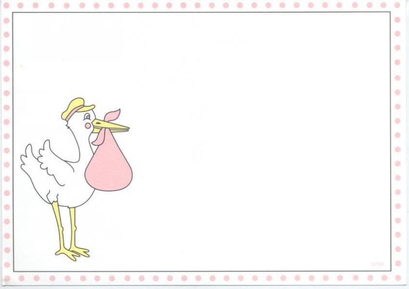 90 Stork Girls Blank Baby Shower Invitations  