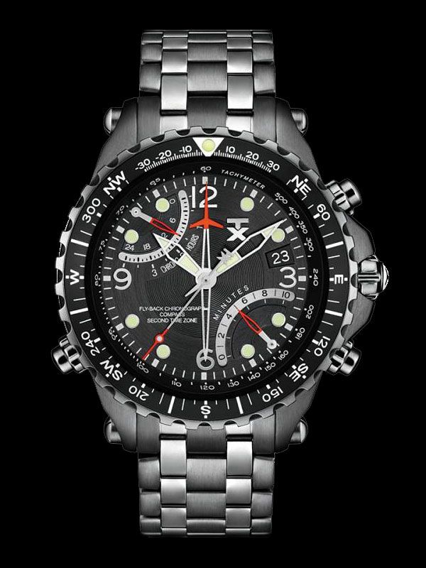 TX Mens T3C325 Classic Fly back Chronograph Compass Dual Time Zone 