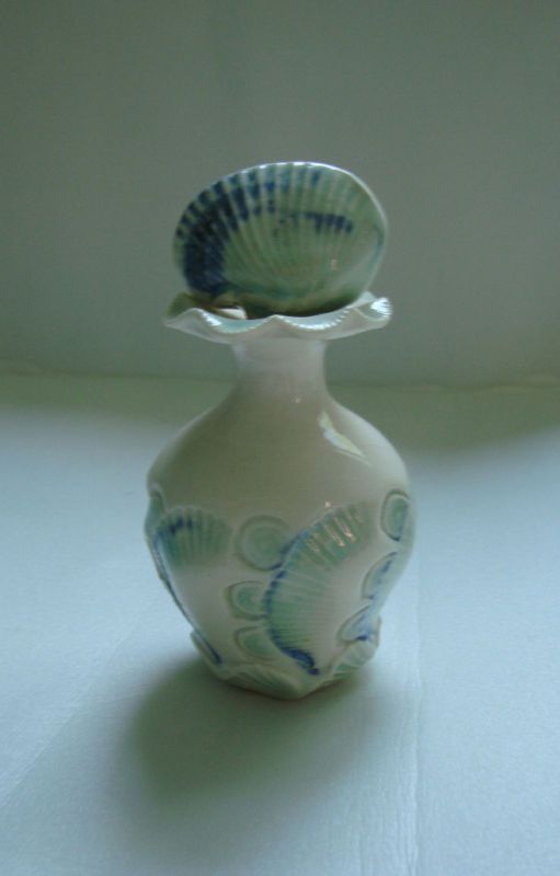 Jean Magdich Art Pottery Perfume Bottle Seashell Design  