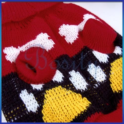 Knit Turtleneck Sweater Clothes Dog Pet Bone Paw pic  S  