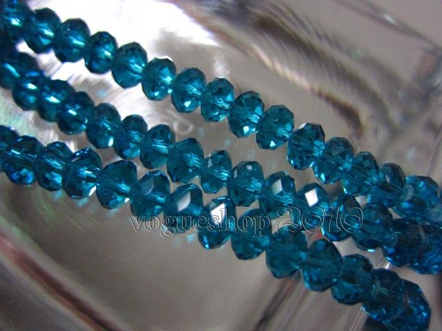 100pcs Peacock Blue Faceted Rondelle Glass Bead 4x3mm  
