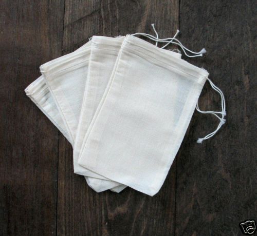 100 4x6 Cotton Muslin Drawstring Bags Bath Soap Herbs  