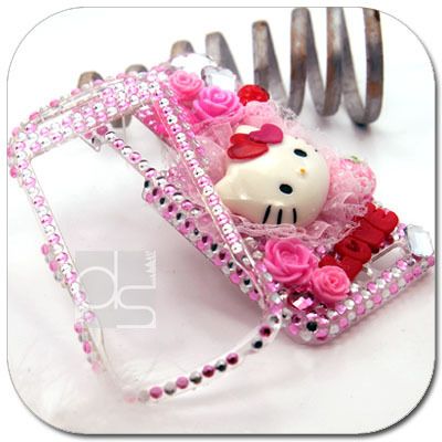 Hello Kitty 3D Bling Crystal Gems Hard Skin Case Cover For AT&T LG 