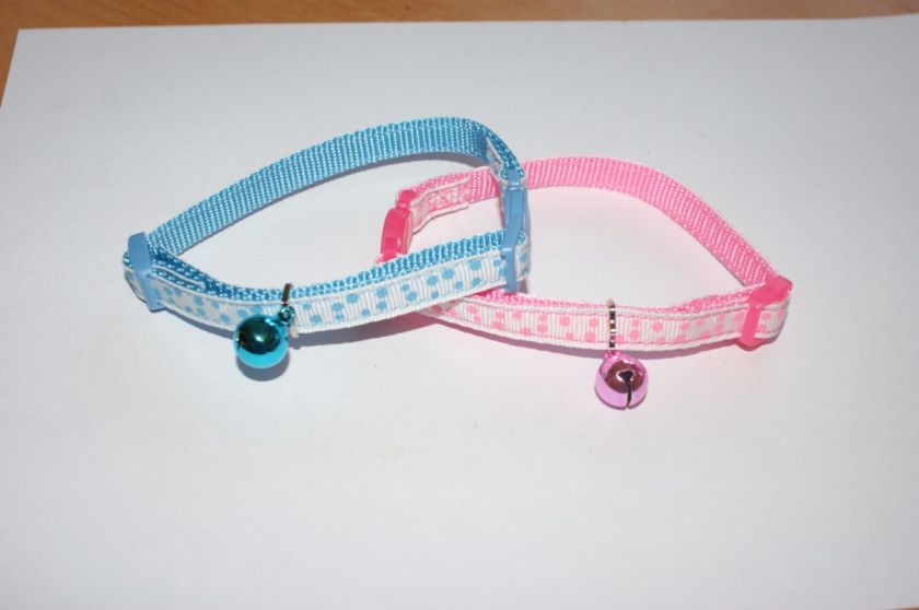 Ancol Cat kitten collar pink or blue spots quick release safety buckle 